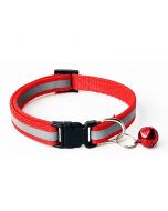 Puppy Cat Kitten Dog Soft Glossy Reflective Bell Collar Choker Safety Buckle for Little Pet Size S - Red