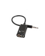 3.5mm Stereo Splitter Audio Male to Earphone Headset + Microphone Adapter - Black