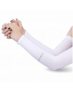 1 Pair Cooling Warmer UV Sun Protection Arm Sleeves Cover for Outdoor Sports - White