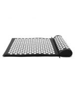Yoga Cushion Acupressure Massage Mat Pain Relief Therapy Muscle Back Neck with Pillow Travel Bag - Black