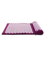 Yoga Cushion Acupressure Massage Mat Pain Relief Therapy Muscle Back Neck with Pillow Travel Bag - Purple