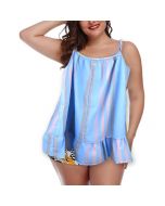 Womens Summer Sleeveless Tank Tops Cami Swing Vest Blouse Flared Print Tank Tops Shirt - 2XL