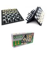 High Class Chess Set Ivory Black 36 Pieces Magnetic Board 19.3 x 19.3cm