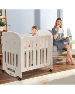 3-in-1 Baby Cot Bed Adjustable Rocking Crib with Wheels