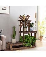 4-Tier Flower Rack Wood Plant Stand Indoor Outdoor