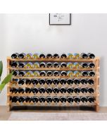 72 Bottles Stackable Wine Storage Rack Wood Wine Display Rack Shelves Holder Natural