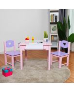 Children's Wooden Table and Chair Set with Paper Roll and Drawers