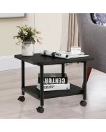2-Tier Wood Printer Stand Desk Beside Table Wheeled