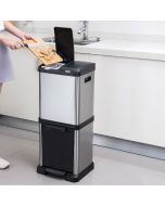 32 L Compartment Kitchen Recycle Pedal Bin Stainless Steel