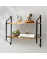 2-Tier Wall Mounted Display Floating Storage Shelves Metal Frame