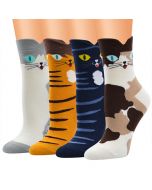 4 Pairs Cute Cotton Cat Socks for Winter Premium Socks Novelty Animal Sock for Girls and Ladies