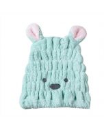 Cute Rabbit Quick Dry Hair Turban Hair Drying Towel Wrap Turban Head Hat - Green