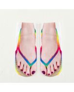 1 Pair 3D Pattern Flip Flop Socks Funny Sock Novelty Show Off Socks - Colored