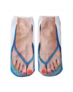 1 Pair 3D Pattern Flip Flop Socks Funny Sock Novelty Show Off Socks - Blue