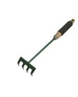 Green Metal Gardening Rake Gardening Tools with Wooden Handle for Lawns