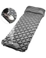 Integrated Foot Pump Portable Inflatable Camping Sleeping Mat with Pillow - Grey