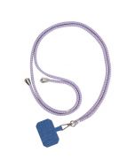 Adjustable Cross Body Nylon Patch Phone Lanyard Mobile Phone Strap - Purple
