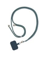 Adjustable Cross Body Nylon Patch Phone Lanyard Mobile Phone Strap - Green+White+Blue