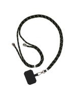 Adjustable Cross Body Nylon Patch Phone Lanyard Mobile Phone Strap - Black+Green