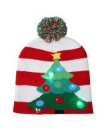 LED Light Knitted Christmas Warm Hat New Year Party Decoration Tree Snowflake Hat for Adult - Christmas Tree