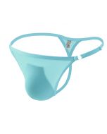 Mens Comfortable T-Back Bikini Briefs and Thongs Translucent G-String Underwear - Light Blue