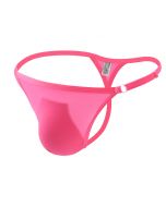 Mens Comfortable T-Back Bikini Briefs and Thongs Translucent G-String Underwear - Pink