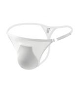 Mens Comfortable T-Back Bikini Briefs and Thongs Translucent G-String Underwear - White