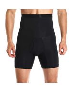 Men High Waist Compression Boxer Shorts Tummy Body Shaper Girdle Slimmer Pants - Black 3XL