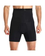 Men High Waist Compression Boxer Shorts Tummy Body Shaper Girdle Slimmer Pants - Black 4XL