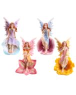 Glitter Flower Fairy Figurine Sitting in Flower Head