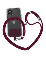 Adjustable Nylon Neck Strap Necklace Crossbody Phone Lanyard Strap for with Most Smartphones - Wine Red