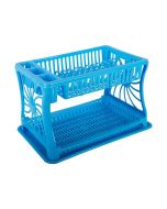 Plastic Two Storey Dish and Cutlery Holder With Tray - Blue