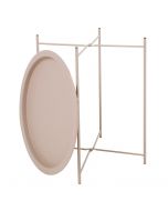 Folding Side Table Round Metal Tray Top Portable Coffee Table Night Stand - Pink