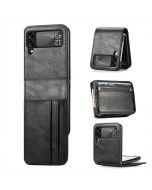 PU Leather Hybrid Hard PC Wallet Flip Case with Card Slots for Samsung Galaxy Z Flip 4 5G - Black
