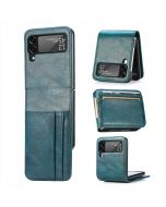 PU Leather Hybrid Hard PC Wallet Flip Case with Card Slots for Samsung Galaxy Z Flip 4 5G - Blue