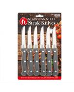 Serrated Steak Knives Set of 6 Non-Stick and Rust-Resistant Knife for Kitchen Home - Black