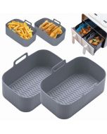 2PCS Silicone Pots Kitchen BBQ Plate Heating Baking Pan Fit For NINJA Air Fryer - Grey