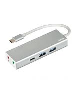 Hama External Aluminium USB-A & USB-C Hub with Audio - 2x USB-A