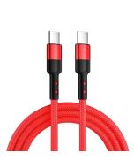 1m Length Nylon Braided USB-C Charging Cable - Red