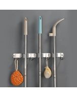Wall Mounted Mop Brush Broom Organizer Hanger Holder Storage Rack Kitchen Tool - 4 hooks 3 clips