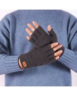 1 Pair Imitation Alpaca Wool Fingerless Gloves Thermal Knitted Half Finger Mittens - Grey